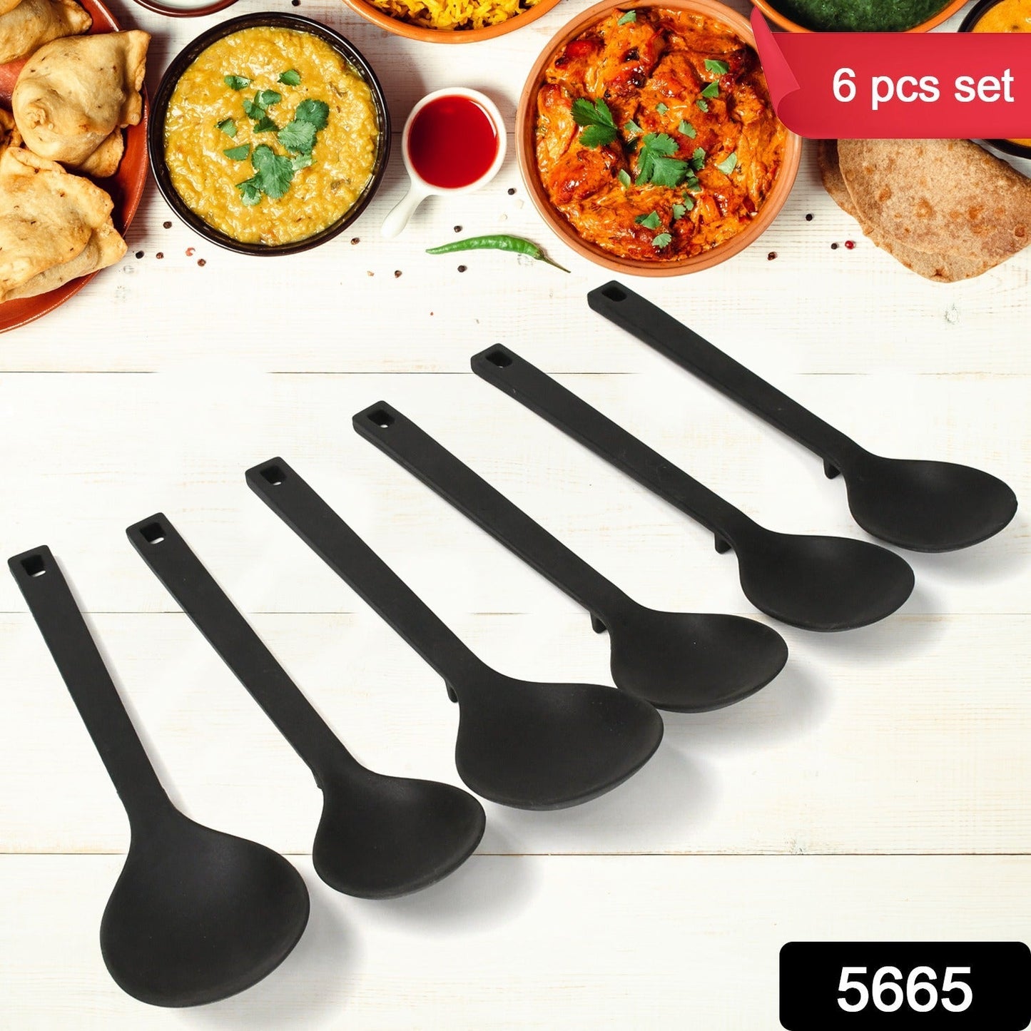 Multipurpose Silicone Spoon, Silicone Basting Spoon Non-Stick Kitchen Utensils Household Gadgets Heat-Resistant Non Stick Spoons Kitchen Cookware Items For Cooking and Baking (6 Pcs Set) - Discount Karo