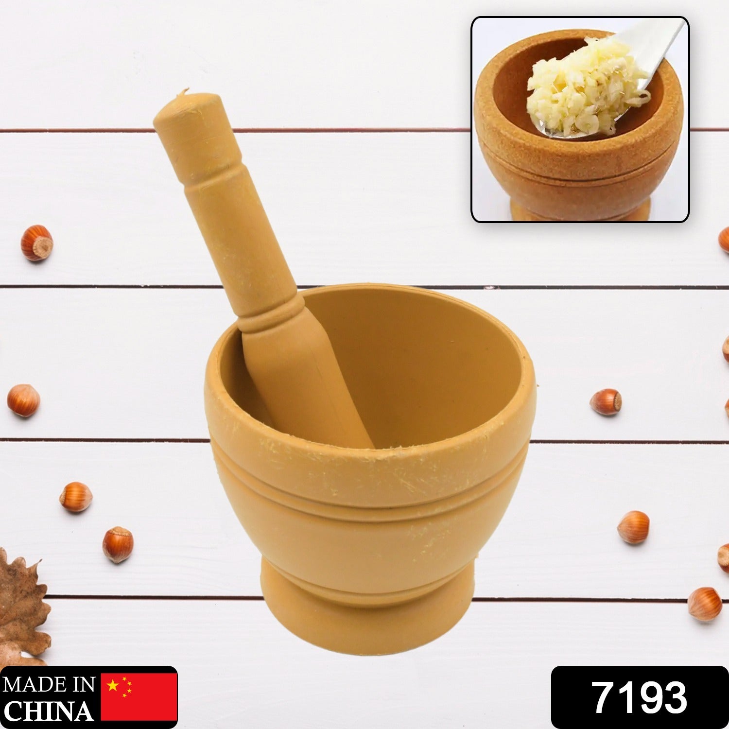 Mortar and Pestle Set for Spices, Okhli Masher, Khalbatta, Kharal, Mixer, Natural & Traditional Grinder and Musal, Well Design for Kitchen, Home, Herb - Discount Karo