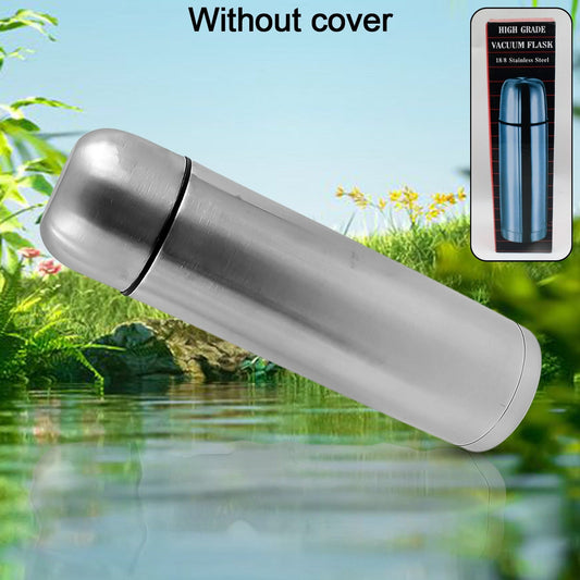 Vacuum Flask Without Cover, 18/8 Stainless Steel | Hot and Cold Water Bottle with Push-Down Lid | Double Walled Stainless Steel Bottle for Travel, Home, Office, School, Picnic (750 ML / Without Cover) - Discount Karo