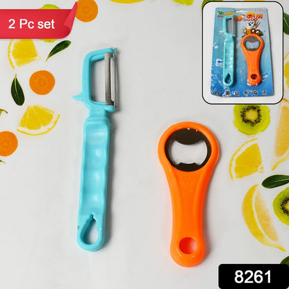 Vegetable Fruit Peelers Slicer & Bottle Opener, Kitchen Peeler For Veggie Fruit Potato Carrot, Bottle Opener With Plastic Handle Bottle Openers Wine Bottle Opener Cold Drink Bottle Opener (2Pc) - Discount Karo