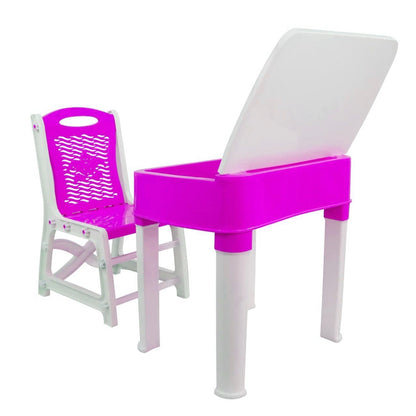 Study Table And Chair Set For Boys And Girls With Small Box Space For Pencils Plastic High Quality Study Table (Pink) - Discount Karo