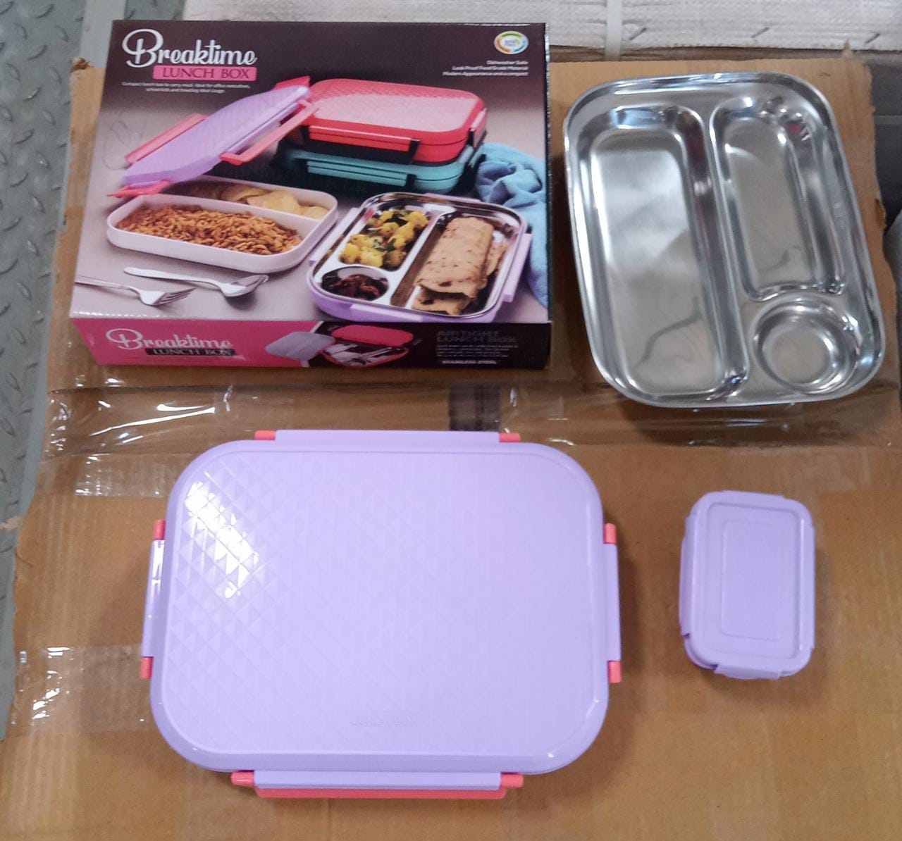 Lunch Box Plastic with steel plate, small lunch box High Quality Box For Kids School Customized Plastic Lunch Box for Girls & Boy - Discount Karo