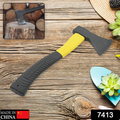 Gardening Tools Hatchet Axe Fiberglass Body Rubberized Handle Wood Cutting Axe, Camping Axe, Safety Axe, Pick Axe (972 Gm) - Discount Karo