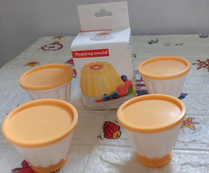 Pudding Molds, Custard Mold, Mold for Jelly Ice creams, Set of 4 Cups with Lid - Discount Karo