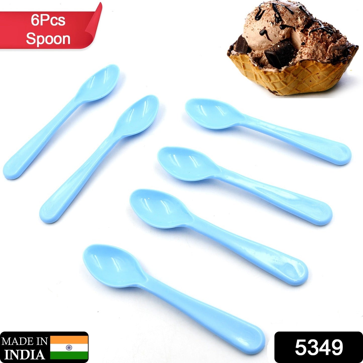 Food Plastic Spoon Set, Plastic Table Spoon Set Plastic Tea Spoon, Coffee with ABS Plastic, Heat-Resistant Spoon (6 Pc Set ) - Discount Karo