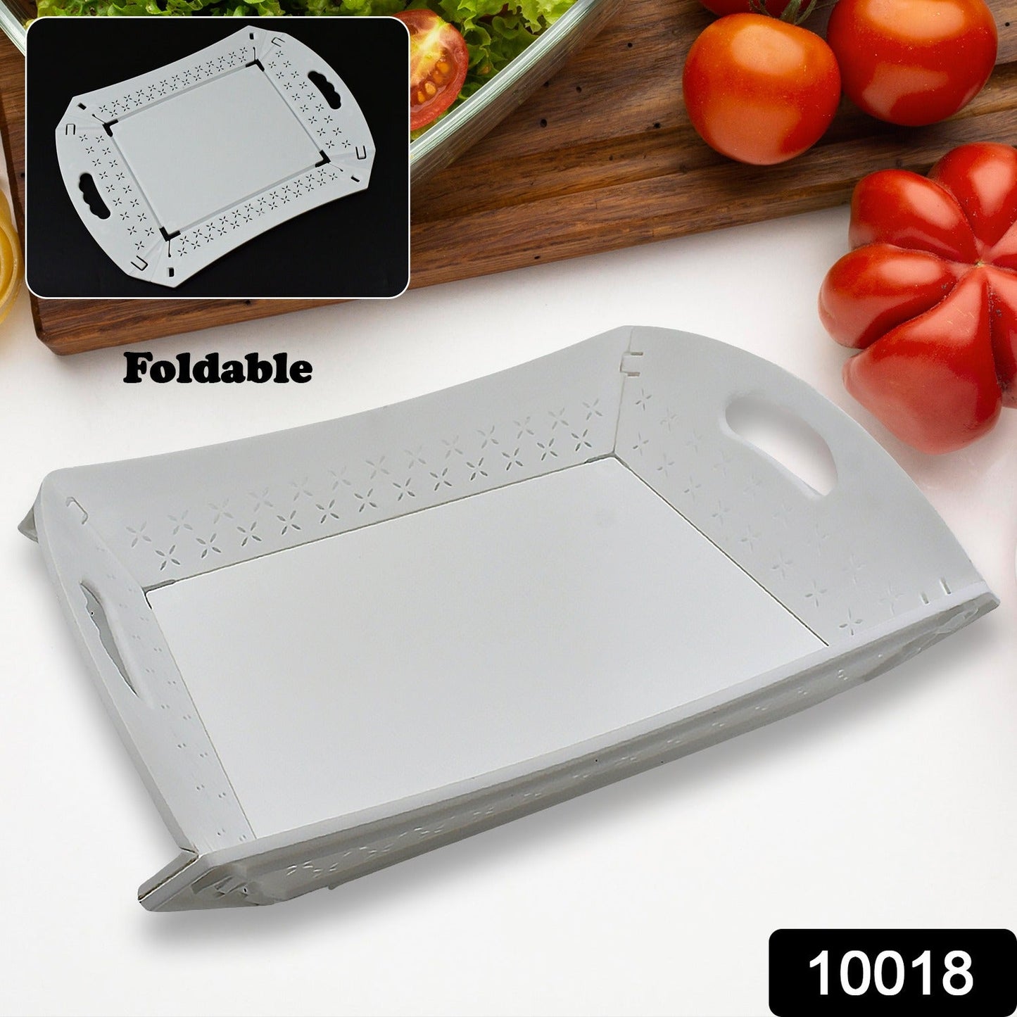 Foldable Serving Tray Plastic Serving Tray With Handle Serving Tray For Food, Kitchen, Outdoors, Restaurants (1 Pc) - Discount Karo