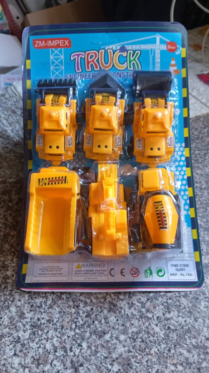 Vehicle Car Engineering Automobile Construction Car Toys Set for Children Kids Crane Excavator Road Roller Forklift Mixer Truck Transporter Truck Machine Construction Toys (6 Pcs Set) - Discount Karo