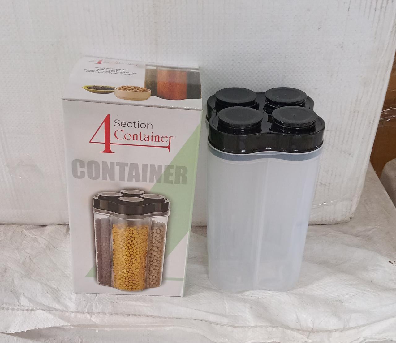 Plastic Lock Food Storage 4 Section Container Jar for Grocery, Fridge Container. - Discount Karo