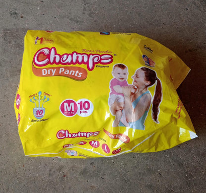 Travel Must-Have: Champs Medium Diaper Pants (10 Pcs) - Leakproof - Discount Karo