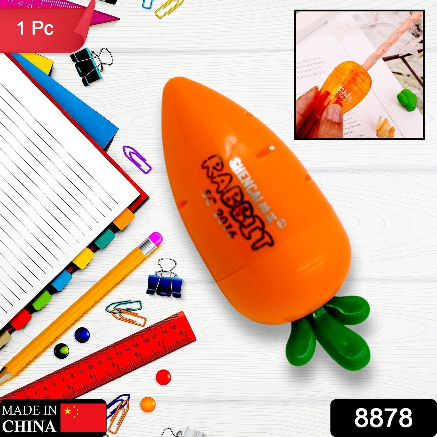 Student Pencil Sharpener Cartoon Simple Carrot Pencil Sharpener Suitable for Students, Children, School, Stationery (1 Pc) - Discount Karo