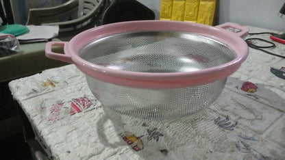 Stainless Steel Colander with Handle - Large Metal Mesh Basket Strainer (1 pc) - Discount Karo