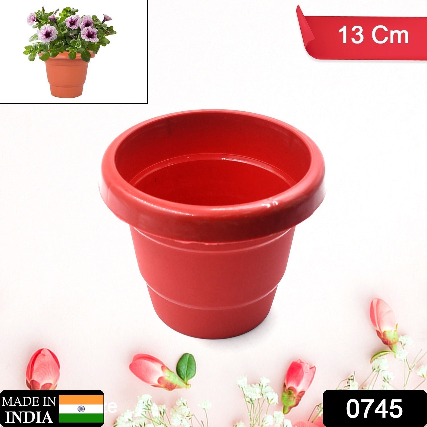 Plastic Heavy Duty Plant Container Pot/Gamla for Indoor Home Decor | Outdoor Balcony Garden 13cm (pack of 1 pc) - Discount Karo