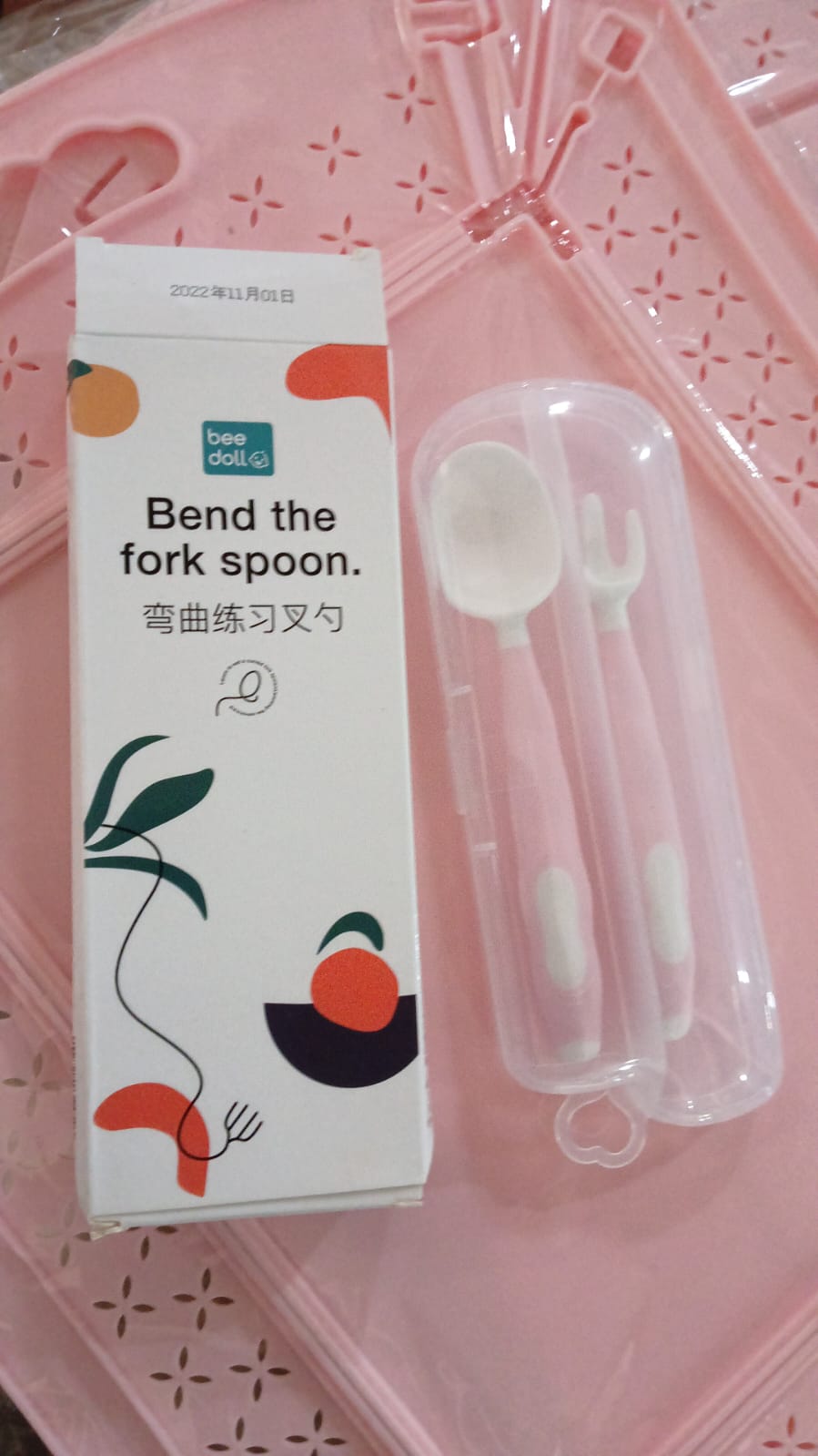 Silicone Bendable Kids Feeding Spoons And Forks, Toddler Utensils with Travel case, Baby Spoon and Fork Set for self-Feeding Learning Bendable Handle for Kid Children Toddlers (2 Pc Set) - Discount Karo