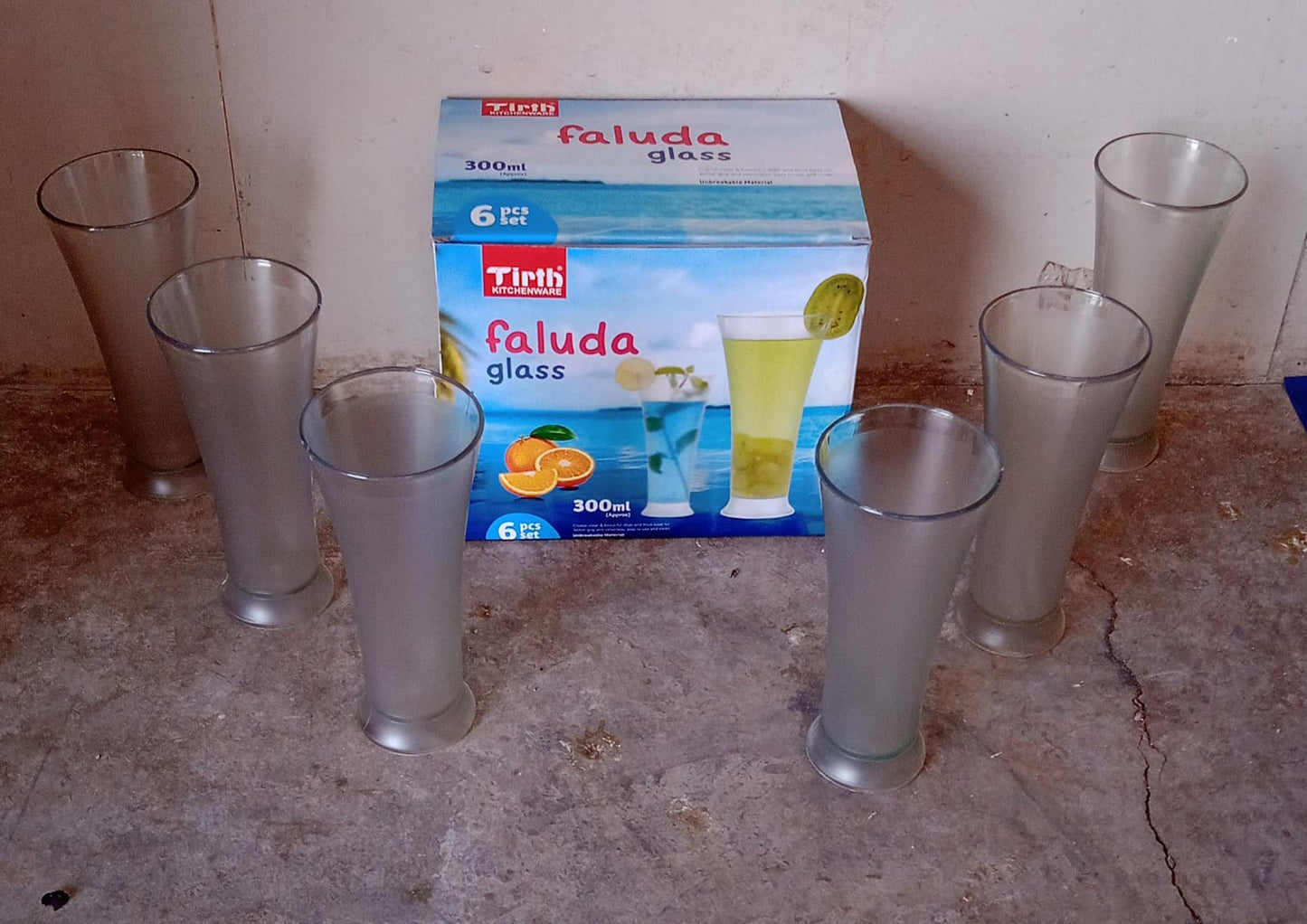 High Quality Faluda, ice cream, Juicer and Water Glasses Set of 6 Transparent, Drinking Water Glasses Stylish Glasses for Faluda, Water, Juice, Glass Set of 6 Pcs (300 ML Approx) - Discount Karo