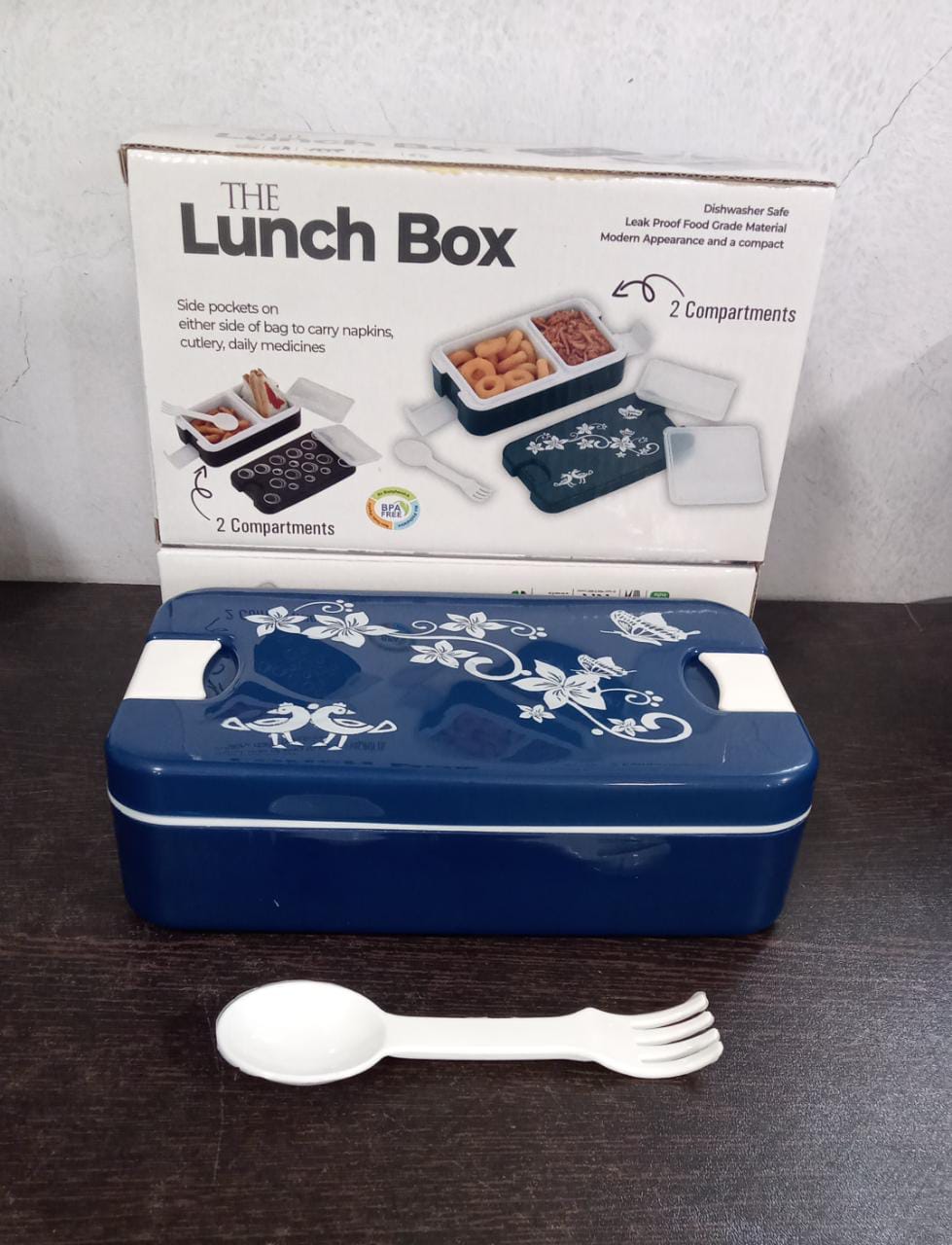 Airtight Lunch Box 2 Compartment Lunch Box Leak Proof Food Grade Material Lunch Box Modern Appearance & Compact Lunch Box With Spoon - Discount Karo