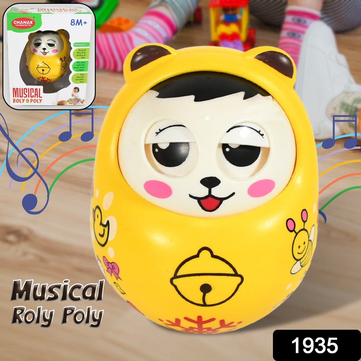 Musical Roly Poly Toys for Baby | Push and Shake Wobbling Toy with Music | Tumbler Doll Toy for Babies | Sound Balancing Doll Toys for Baby Boys, Girls 8+ Months Multicolor (1 Pc) - Discount Karo