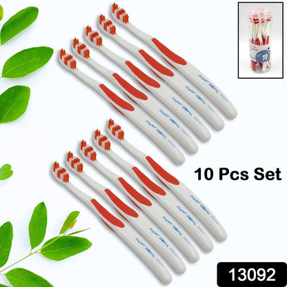 Soft Toothbrush With Plastic Round Box for Men and Women, Kids, Adults Plastic Toothbrush (10 pcs Set) - Discount Karo