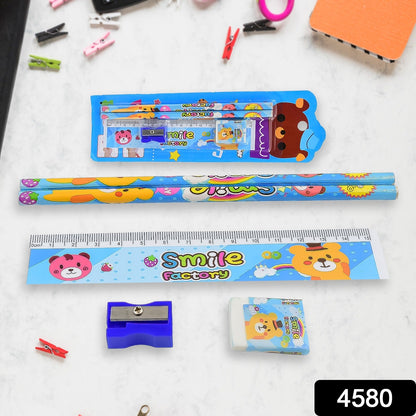 Cartoon Wooden Pencil Set for Kids Boys Return Gifts Birthday Party Space Stationary Set Pencil Eraser Sharpener Combo Kit for Kids Boys (Mix Color / 1 Set) - Discount Karo