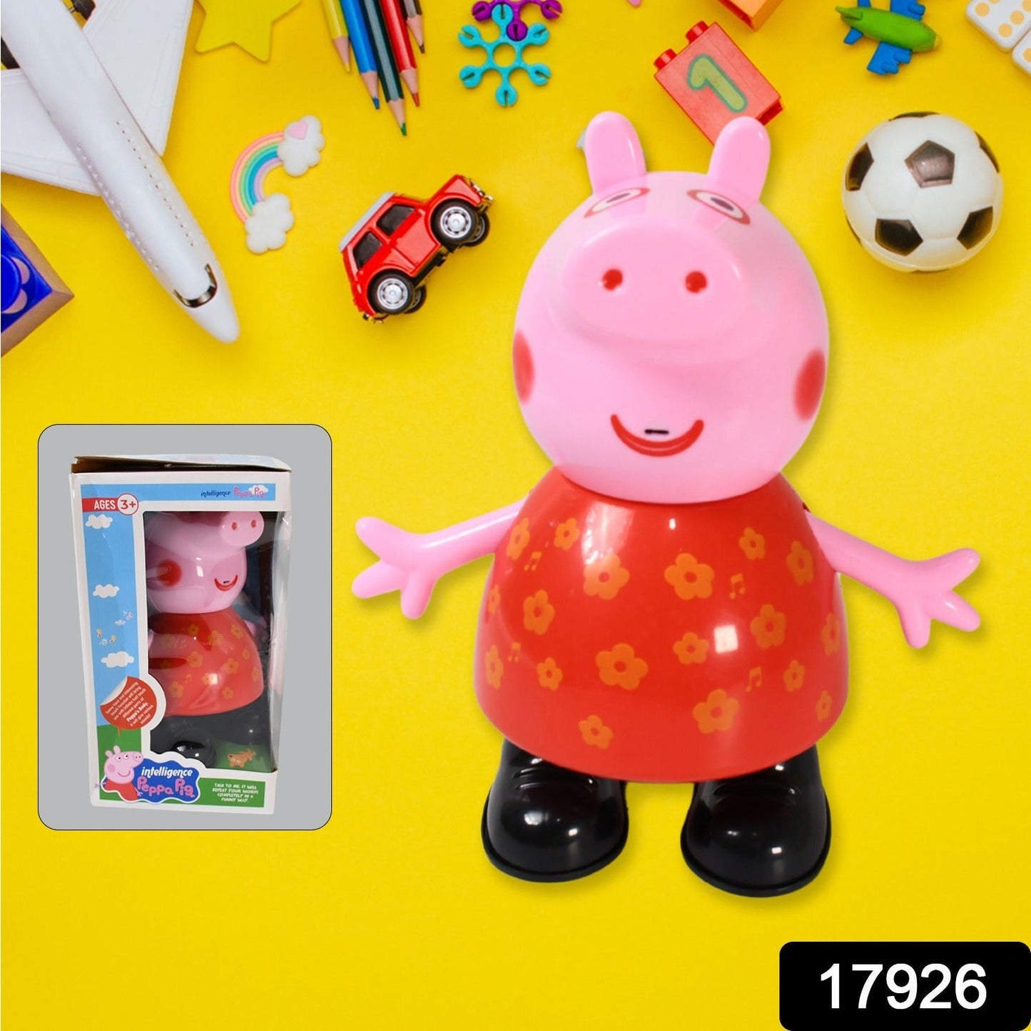 Pig Children Play toy, Pretend Play Toy Fun Gift for Kids, Movable Hands, Legs Pig Pretend Play Toy Set for Kids Children with Soft Rubber Material (1 Pc / Battery Not included) - Discount Karo