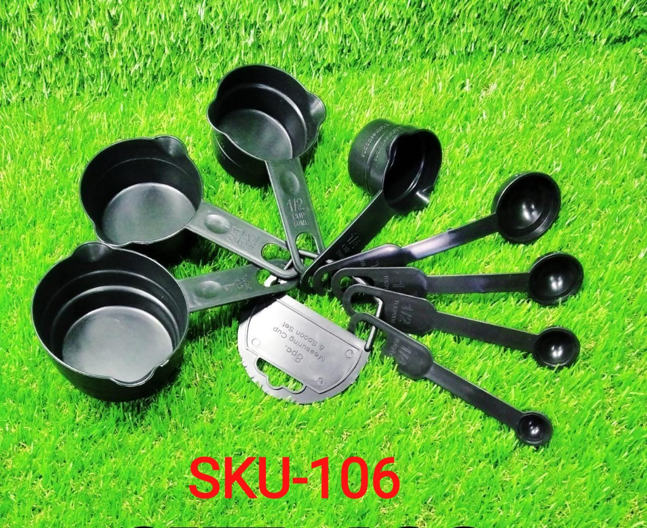 106 Plastic Measuring Cups and Spoons (8 Pcs, Black) Discount Karo