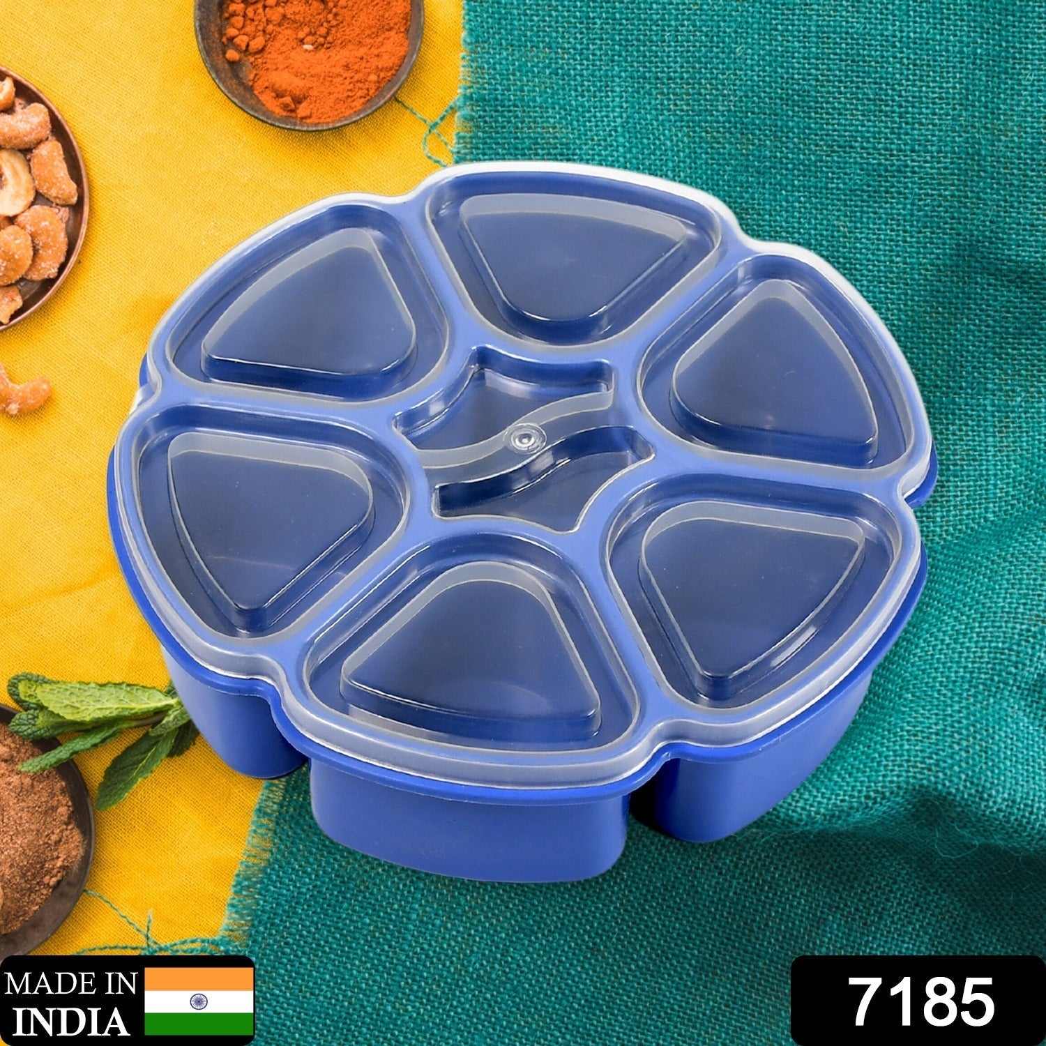 7185 Unique Design Multipurpose Masala / Spice Box Container Spice Box For Kitchen , Masala Container , ( Plastic 7 Section ) 