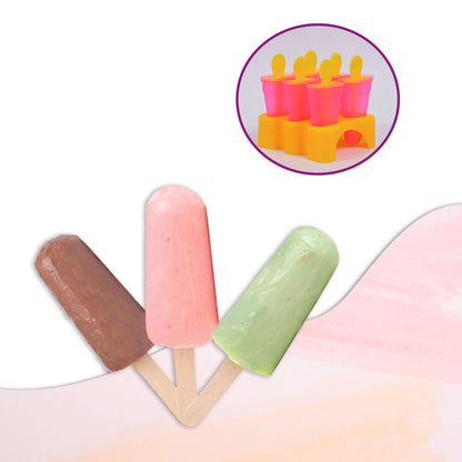 2261 Kulfi Maker Moulds Set Plastic Homemade Kulfi Mould 6pcs Set For Freezer Use 