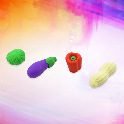 Mini Cute Vegetable & Fruit Erasers (4 Pc): Pencil Rubbers for Kids - Discount Karo