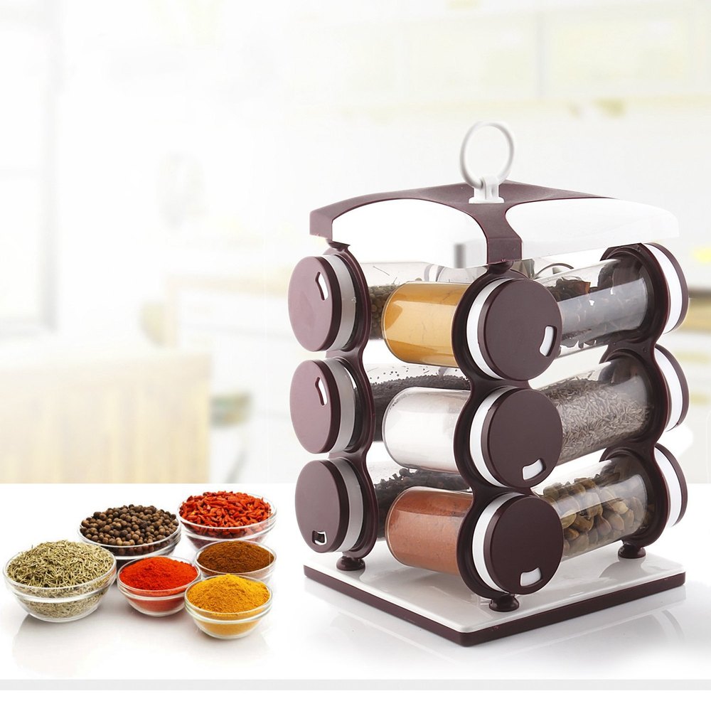 Spice jar Set - Food Grade Plastic 12pcs Spice jar (Brown Box) - Discount Karo