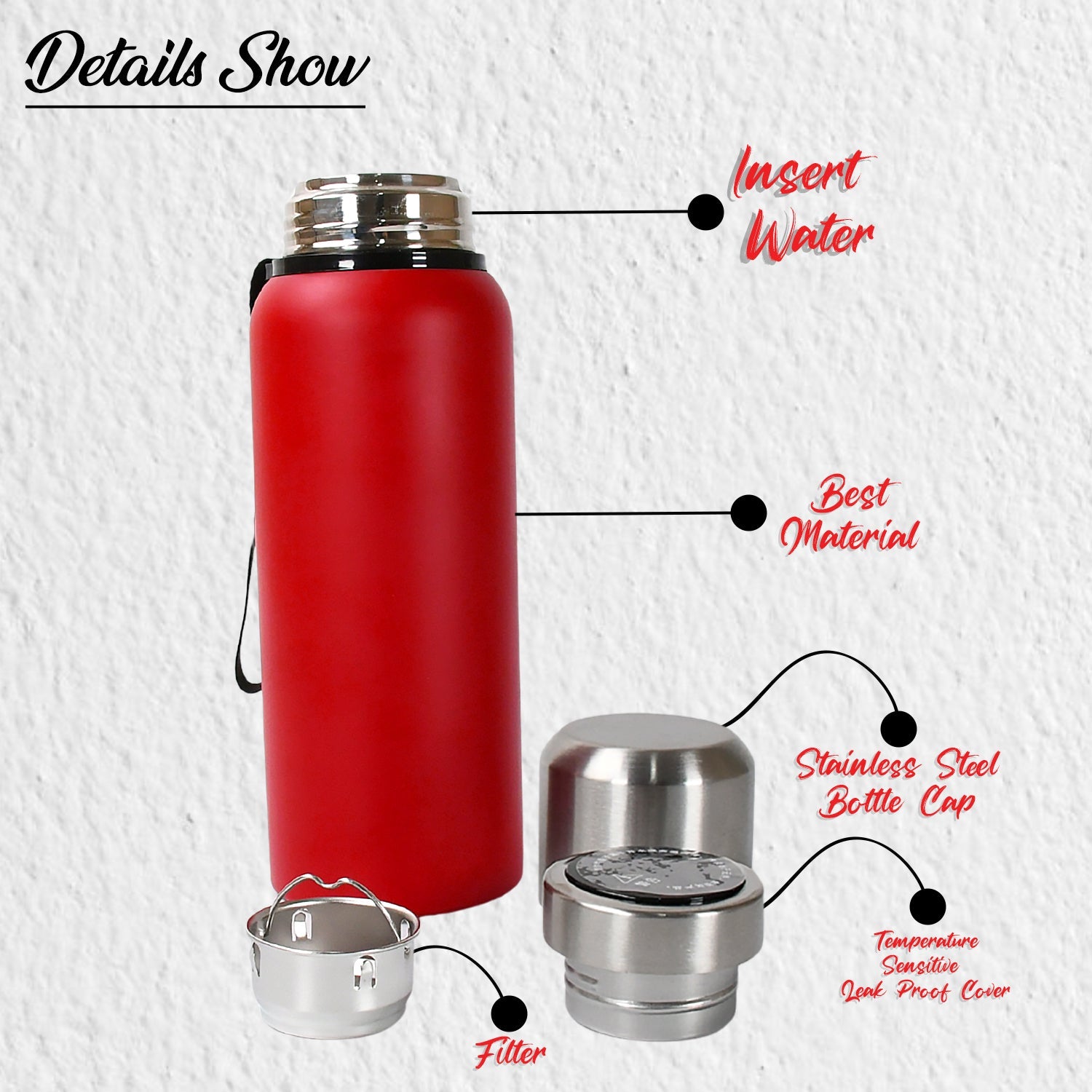 Stainless Steel Water Bottle, Fridge Water Bottle, Stainless Steel Water Bottle Leak Proof, Rust Proof, Cold & Hot Thermos steel Bottle| Leak Proof | Office Bottle | Gym | Home | Kitchen | Hiking | Trekking | Travel Bottle (Approx 600ML) - Discount Karo