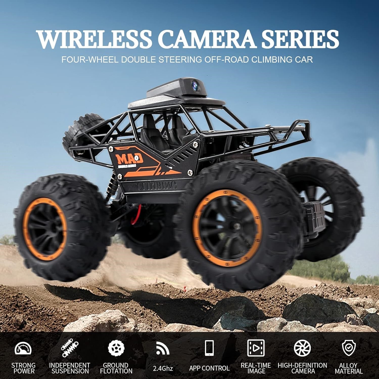 Remote Control Car with Camera Off-Road Remote Control Truck Monster Trucks for Boys 8-12 Birthday Gift For Kids Adults Gift For Boys And Girls HD Camera Rock Crawler Monster Truck Toy - Discount Karo