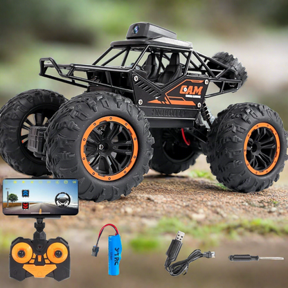 Remote Control Car with Camera Off-Road Remote Control Truck Monster Trucks for Boys 8-12 Birthday Gift For Kids Adults Gift For Boys And Girls HD Camera Rock Crawler Monster Truck Toy - Discount Karo