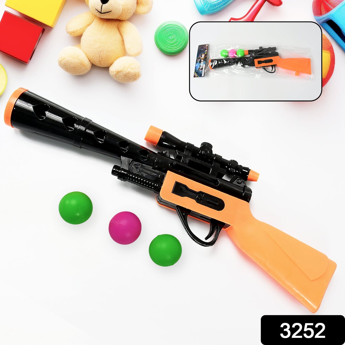 Manual Big Shooting 3 Ball Gun Toy shoot super ping pong gun for kids, Plastic Balls Shooting Gun Toys For Boys Kids High Quality Gun - Discount Karo