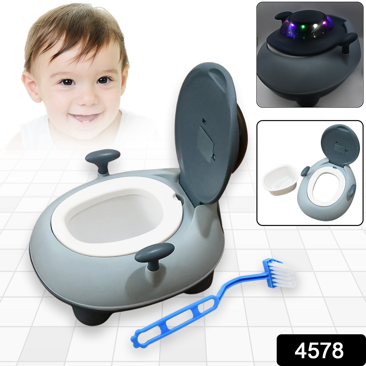 BABY PORTABLE LIGHTING & MUSIC TOILET, BABY POTTY TRAINING SEAT BABY POTTY CHAIR FOR TODDLER BOYS GIRLS POTTY SEAT FOR 1+ YEAR CHILD - Discount Karo